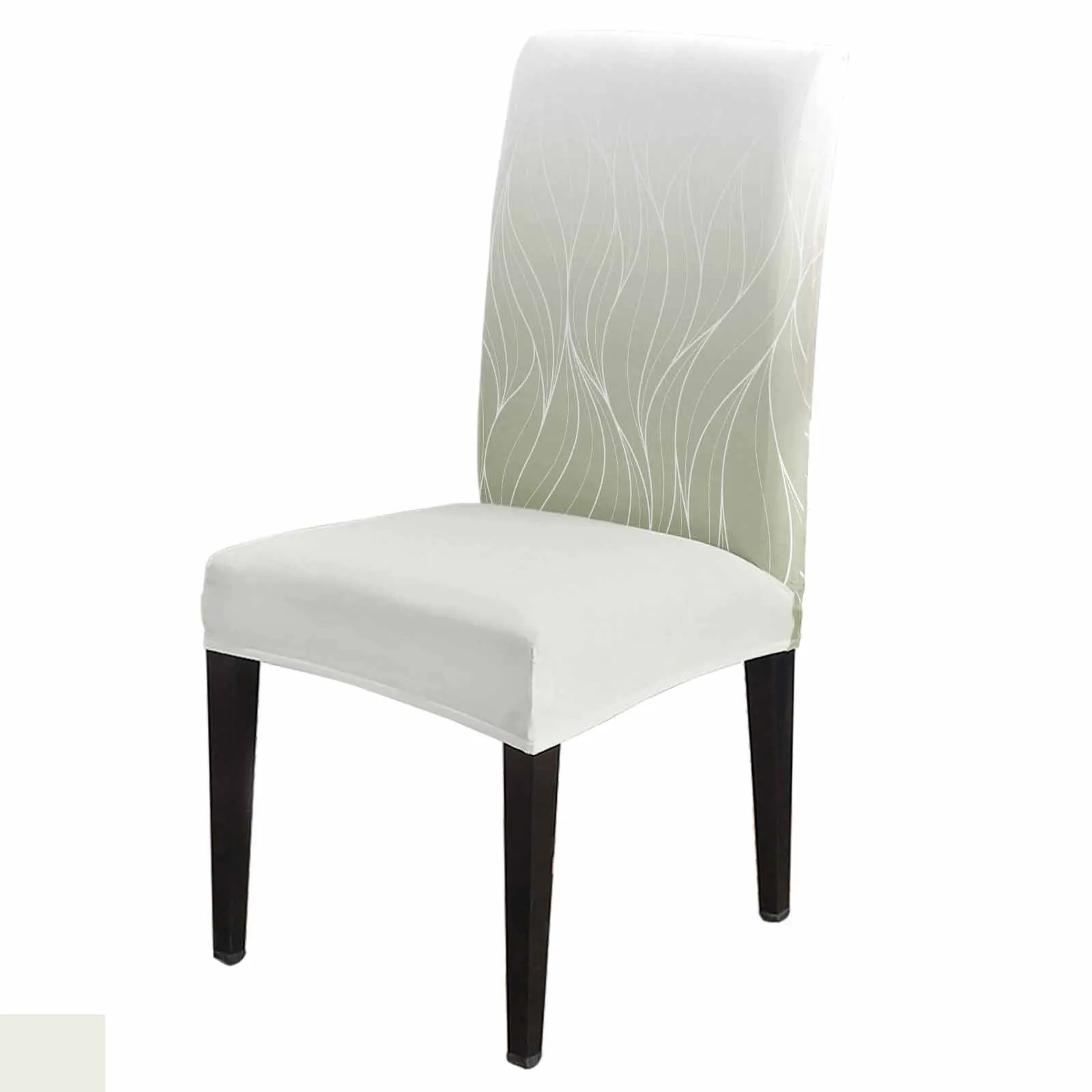 Sage Green Gradient Line Texture 4/6/8PCS Spandex Elastic Chair Case For Wedding Hotel Banquet Dining Room