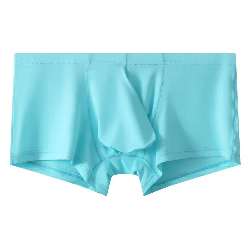 

Men's underwear ice silk boxer shorts low waist sexy single layer large bag four corner panties