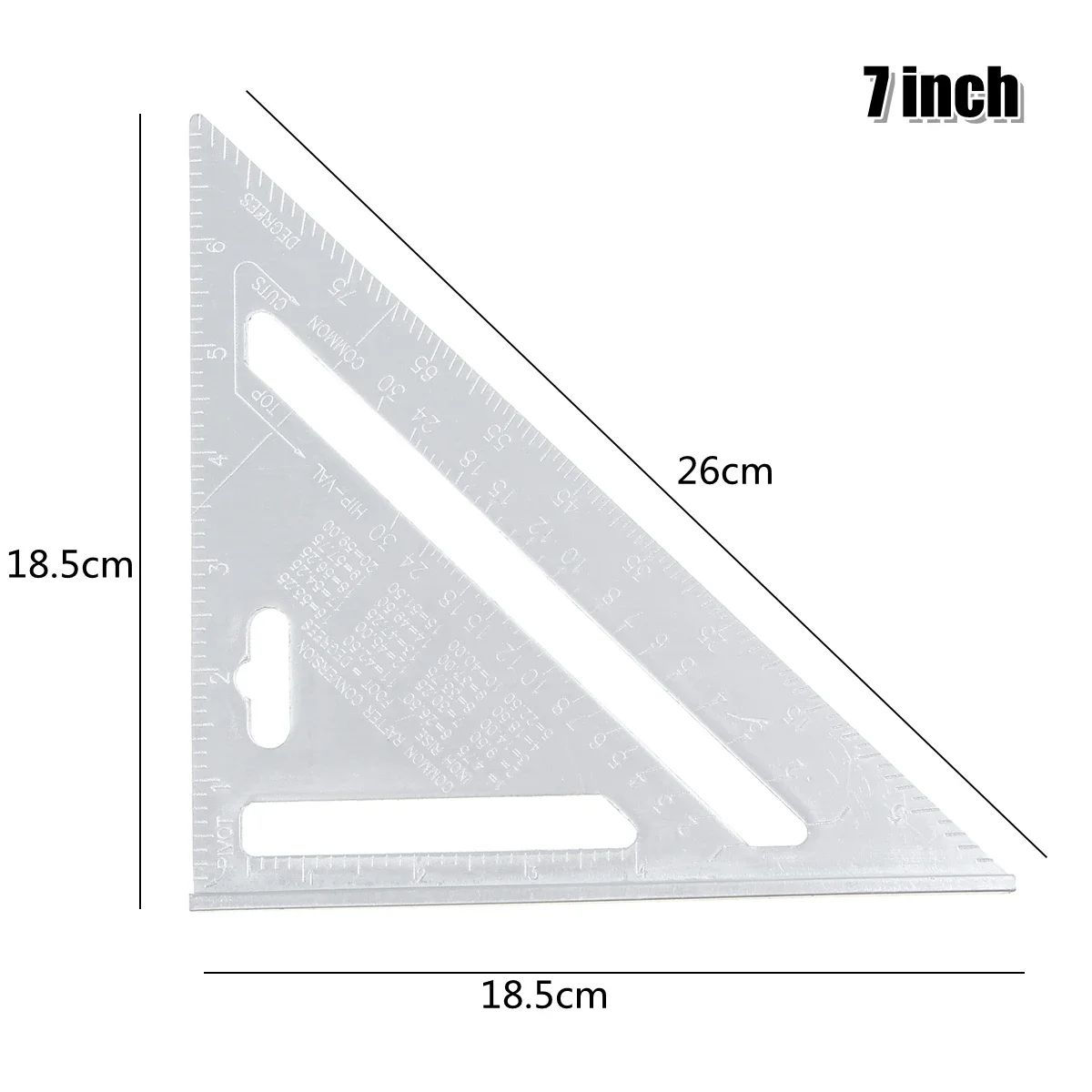 Righello angolare da 7/12 pollici righello di misurazione triangolare in lega di alluminio metrico velocità di lavorazione del legno goniometro ad