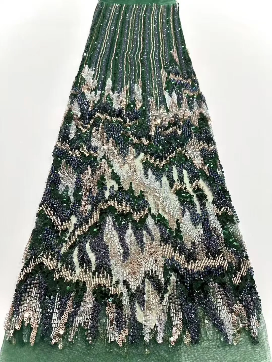 

2025 Latest High Quality African Nigerian With Tulle Sewing Lace Fabric Guipure Embroidery Dresses Sequins 5Yards DP0397