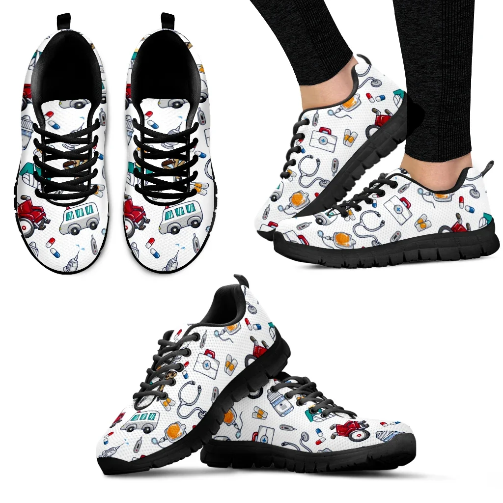 

Белые кроссовки для медперсонала с принтом, летние дышащие сетчатые кроссовки для медсестер, повседневная обувь, индивидуальный дизайн