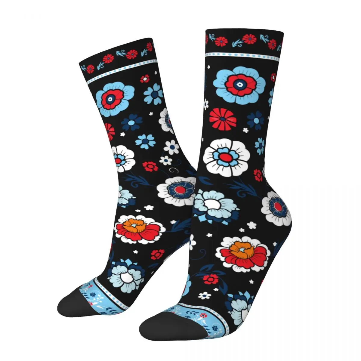 Hip Hop Vintage Indian Flower Pattern Crazy Men's Socks Unisex Harajuku Pattern Printed Novelty Crew Sock Boys Gift