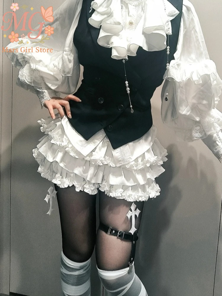 Gothic Women's Elastic Waist Cross Short Skirt High Street Chic Thin Hot Girl Skirts Female Y2k Aesthetic Punk Emo Girl Outfits