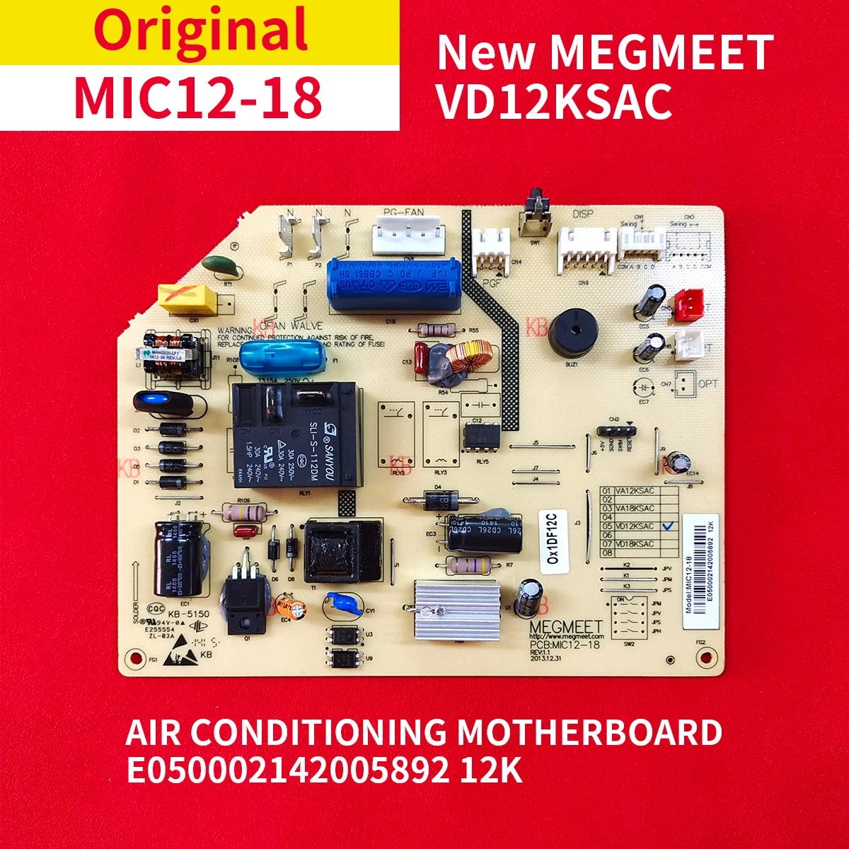 New Original MEGMEET MIC12-18 VD12KSAC Air Conditioning Motherboard SLI-S-112DM KB-5150 E050002142005892 12K