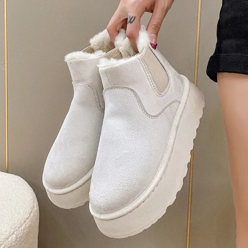 2024 Winter Women Snow Boots Plush Warm Non Slip Waterproof Ladies Flats Sneakers Casual Slip on Female Ankle Boots Botas Mujer