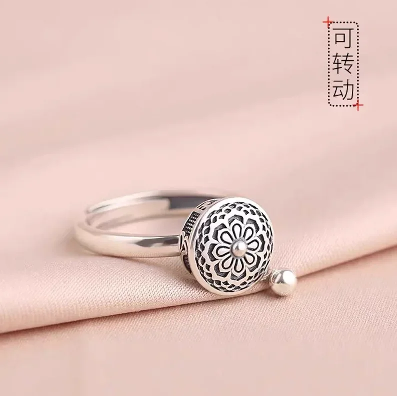 YSTheSixCharacter True Word Turning Sutra Wheel Female Retro Ethnic Style Literary Style Heart Sutra Lotus Seat Rotating Open R’