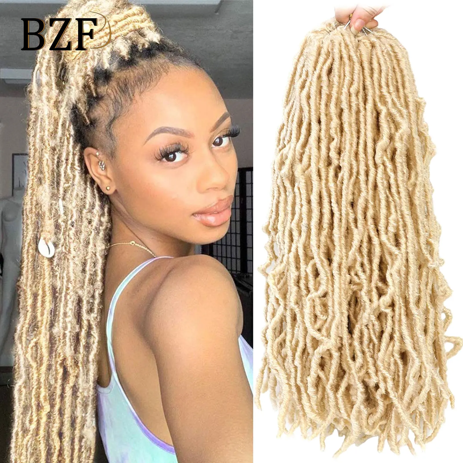 613 Blonde New Faux Locs Crochet Hair Braids For Women Pink Grey Goddess Soft Nu Locs Synthetic Braiding Hair Extensions 36Inch