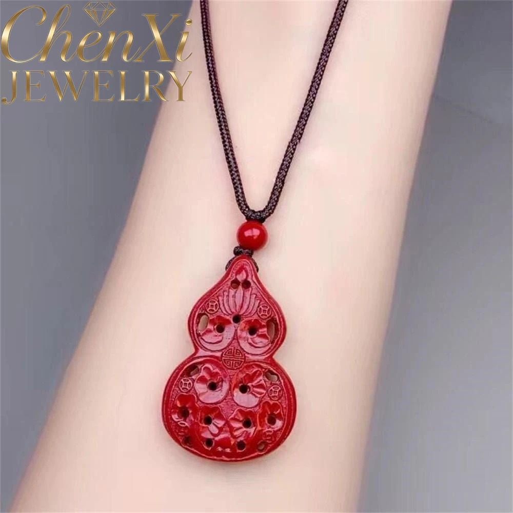 Cinnabar Gourd Hollowed-Out Pendant Luxury Quality Fashion Fine Jewelry Exquisite Elegant Popular Best Charms Mascots Young Gift