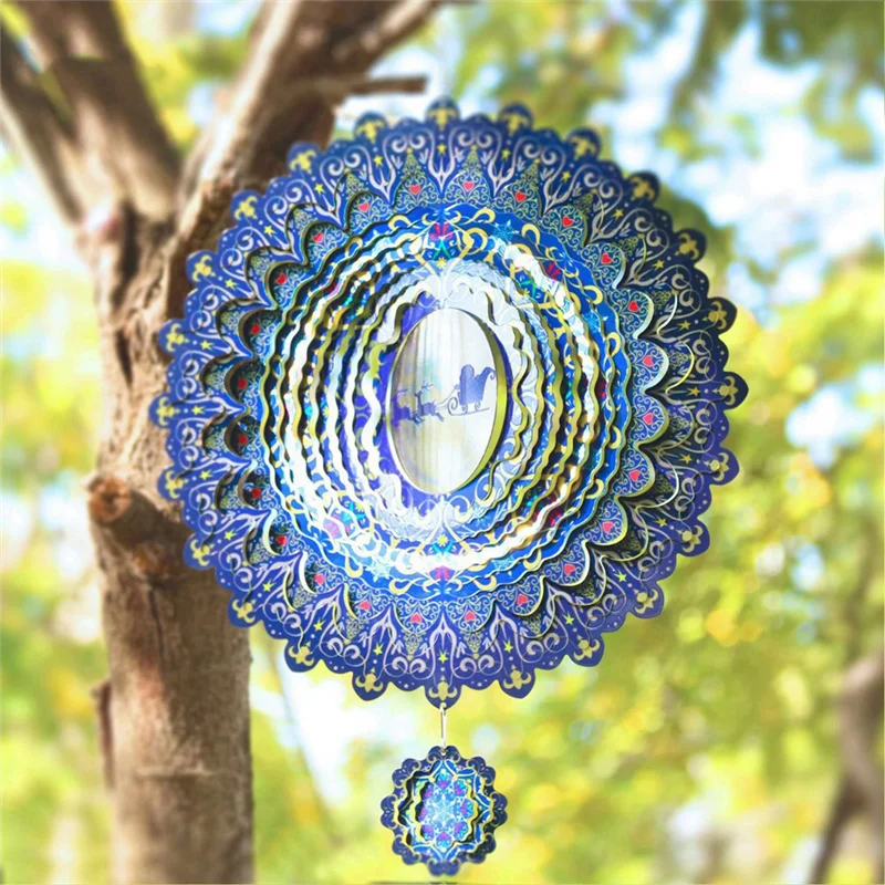 ABRS-3D Spinner a spirale per la decorazione del giardino del cortile Campanelli eolici rotanti appesi Decorazione esterna della casa Ornamenti natalizi