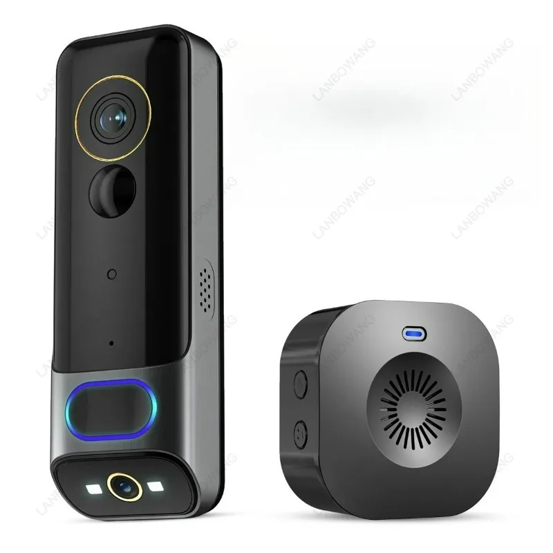 4MP 2K UHD Dual Lens Low‑Power WiFi IP Doorbell, Visual Video Door Phone Intercom Peephole Viewer Door Camera