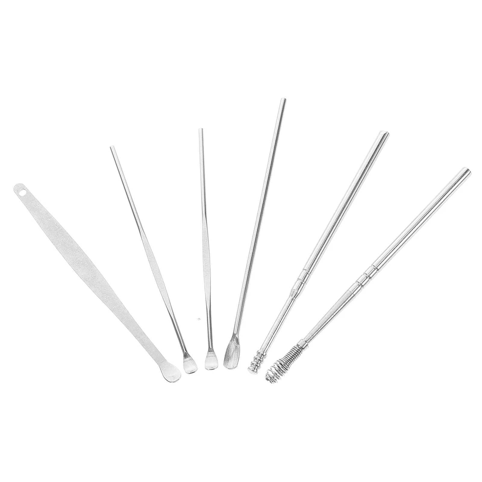 

6pcs Ear Set Stainless Steel Spiral Ear Wax Remover Deep Cleaning Tools Kit Family Home Use Durable Easy Cleaner