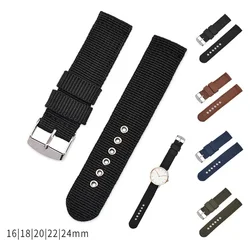 Soft and Comfortable Nylon Strap Universal Replacement Canvas Watchband 16mm 18mm 20mm 22mm 24mm Waterproof Watch Band