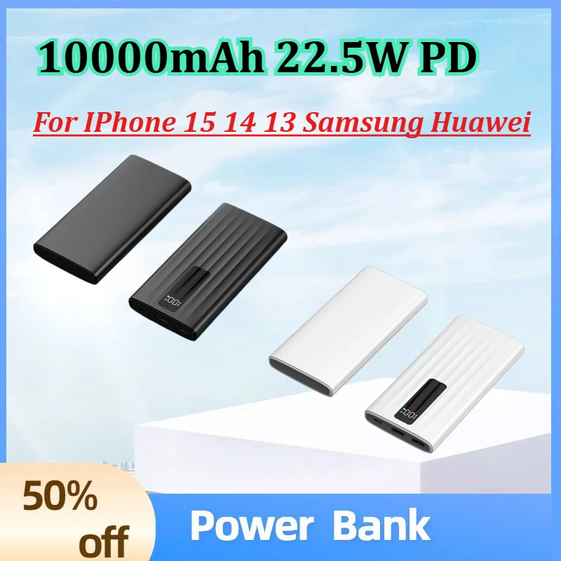 

Портативное зарядное устройство Power Bank 10000 мАч, 22,5 Вт, быстрая зарядка PD, внешний аккумулятор для iPhone 15, 14, 13, Samsung, Huawei