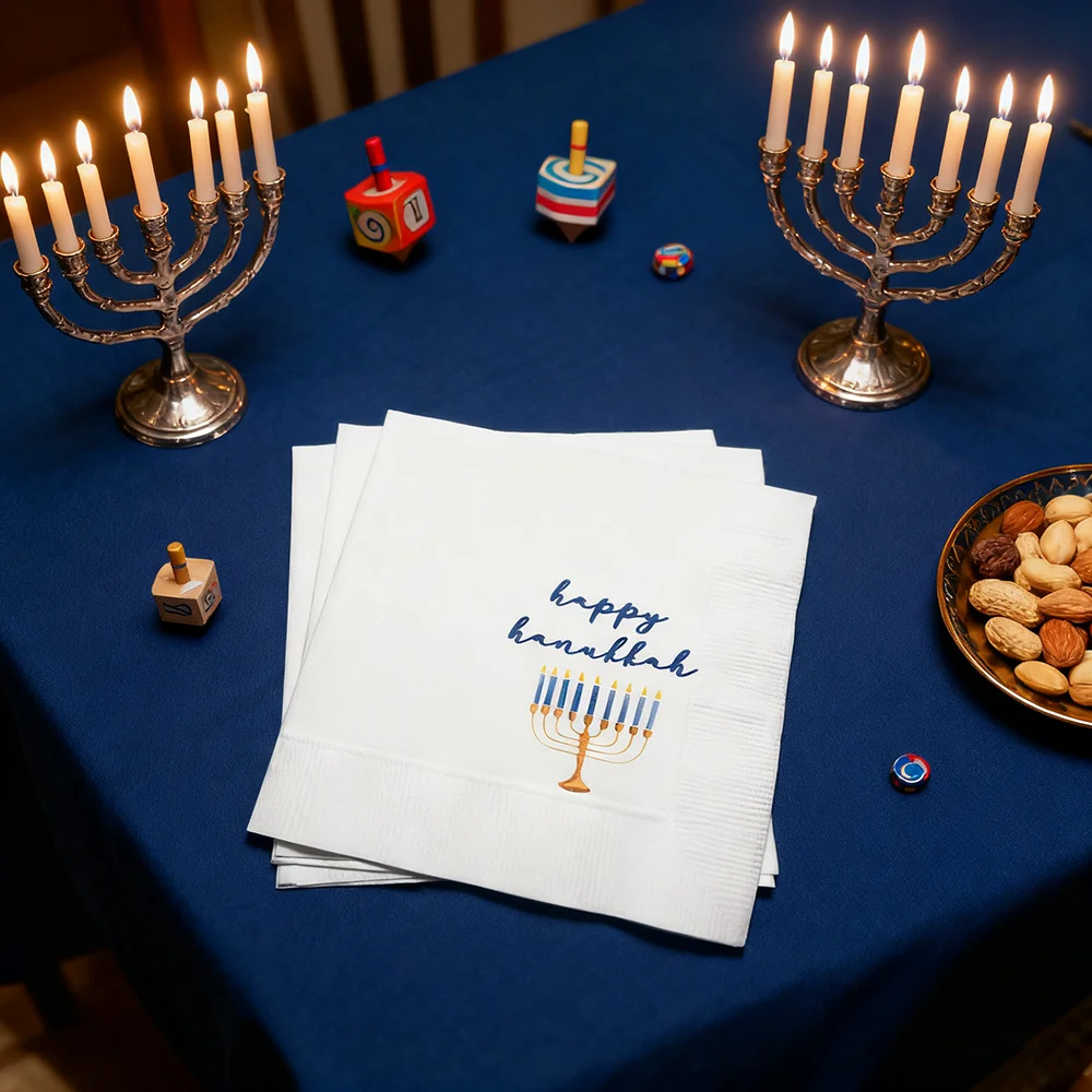 

20 Sheets Happy Hanukkah Cocktail Napkins Let’s Get Lit Light The Night Luncheon Dinner Napkins Jewish Holiday Table Accessories