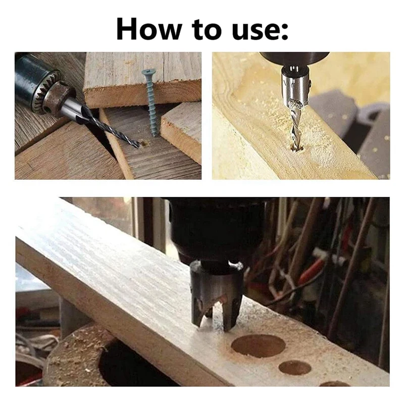 ABPP-26-Pack Woodworking Chamfer Drilling Tools Drill Bits Set Wood Plug Cutter Three Pointed Countersink Drill Bits