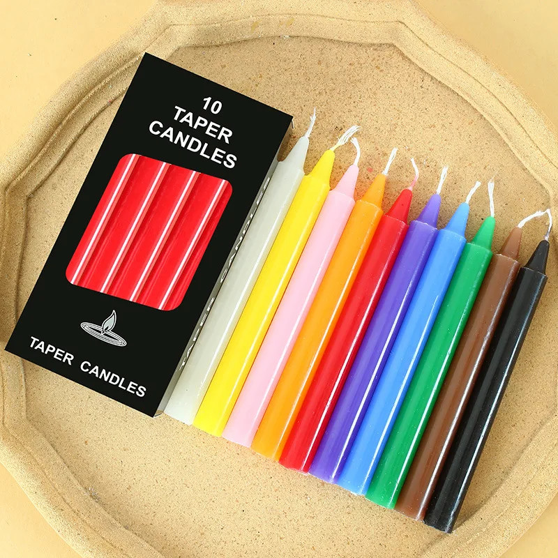 10pcs Solid Minimalist European Romantic Pearl Dinner Wedding Decoration Candle Home Long Straight Pole Candle Western Style