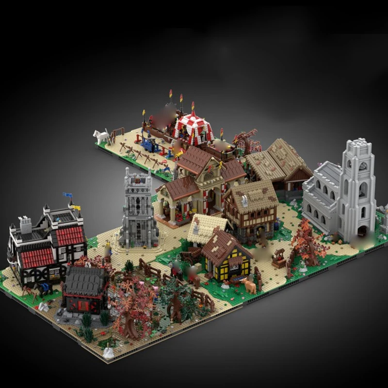 Custom MOC building Block toy Medieval Village Model 1073pcs Creative assembly toy set Holiday gift for all architecture lovers