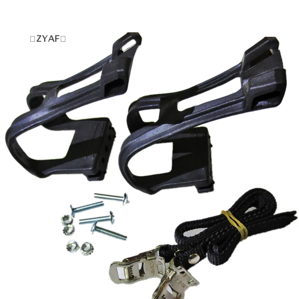 

王ZYAFová1 Пара велосипедных педалей с зажимами для пальцев и ремнями - система фиксированной передачи для удержания ног