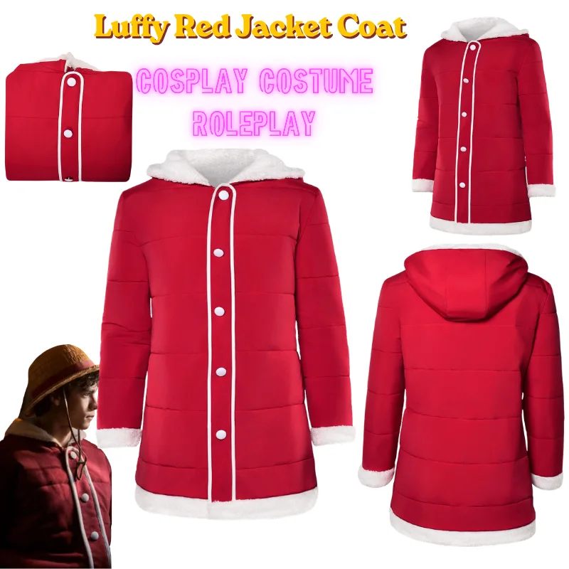 

Anime Male Luffy Cosplay Costume Halloween Carnival Party Fancy Luffy Red Jacket Coat Suit