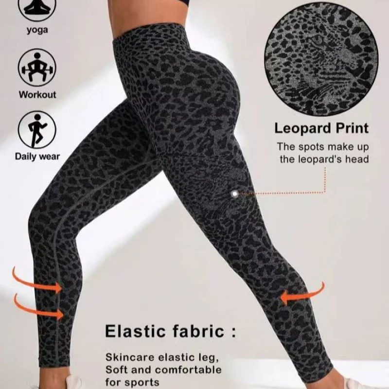 جديد سلس عالية الخصر ضيقة الورك رفع ليوبارد طباعة اليوغا السراويل سريعة الجافة التدريب اللياقة البدنية ملابس رياضية في الهواء الطلق النساء