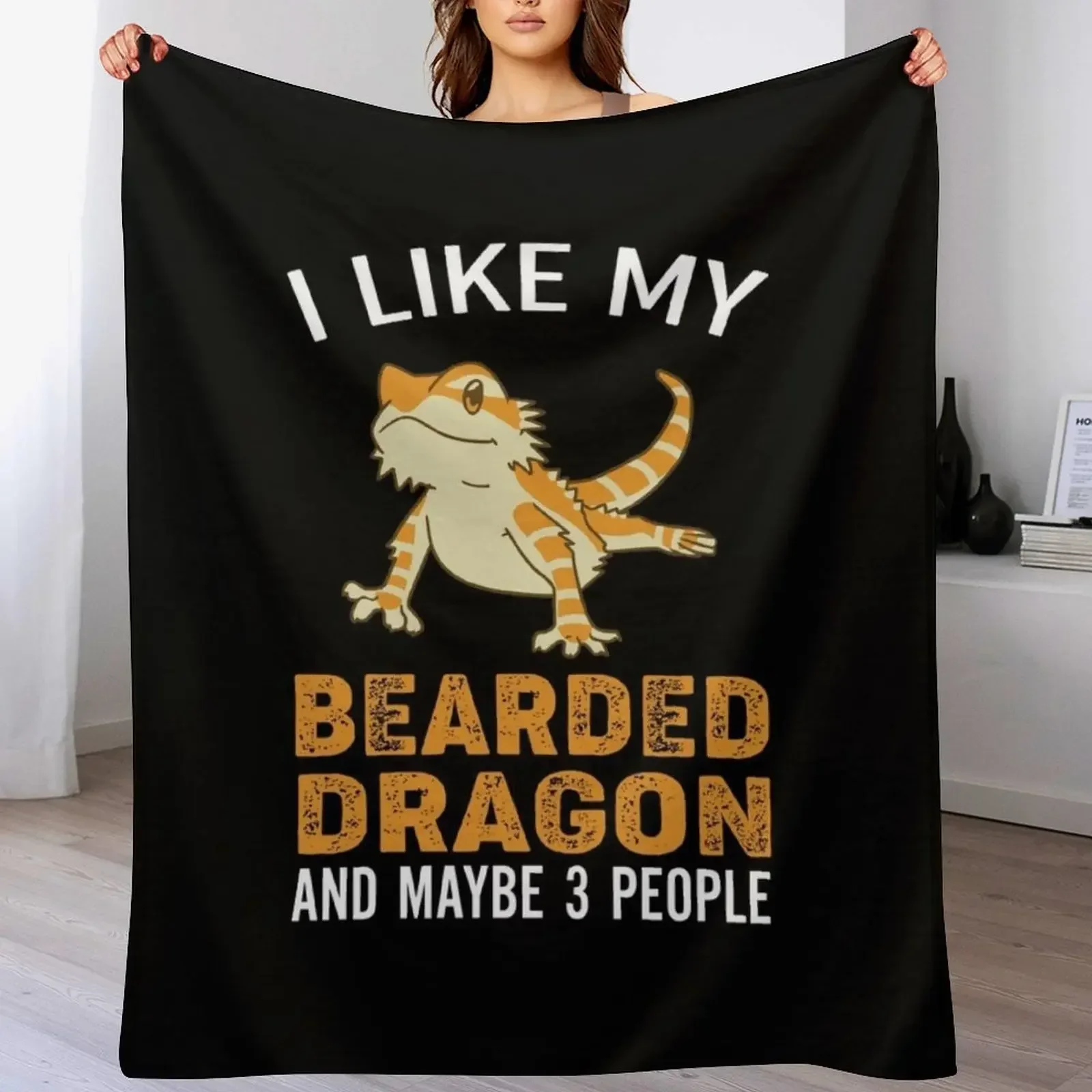 Funny Bearded Dragon Owner Gift Throw Blanket Travel Hairy Blankets