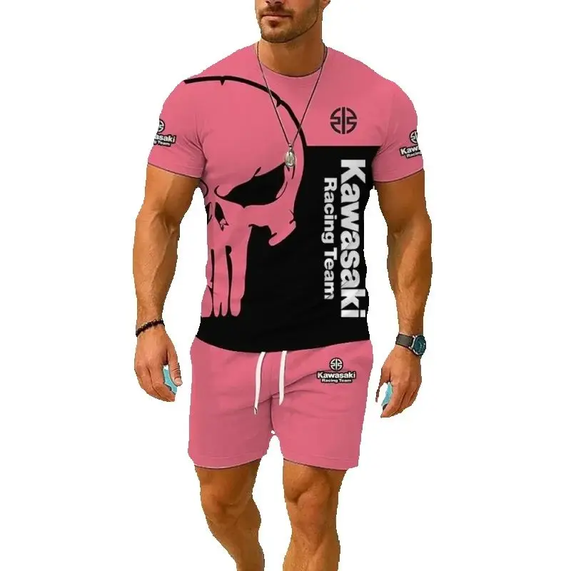 

Summer Men's Round Neck Short-Sleeved T-Shirt Shorts Simple Leisure Breathable Quick-Drying Comfortable Outdoor Sportswear