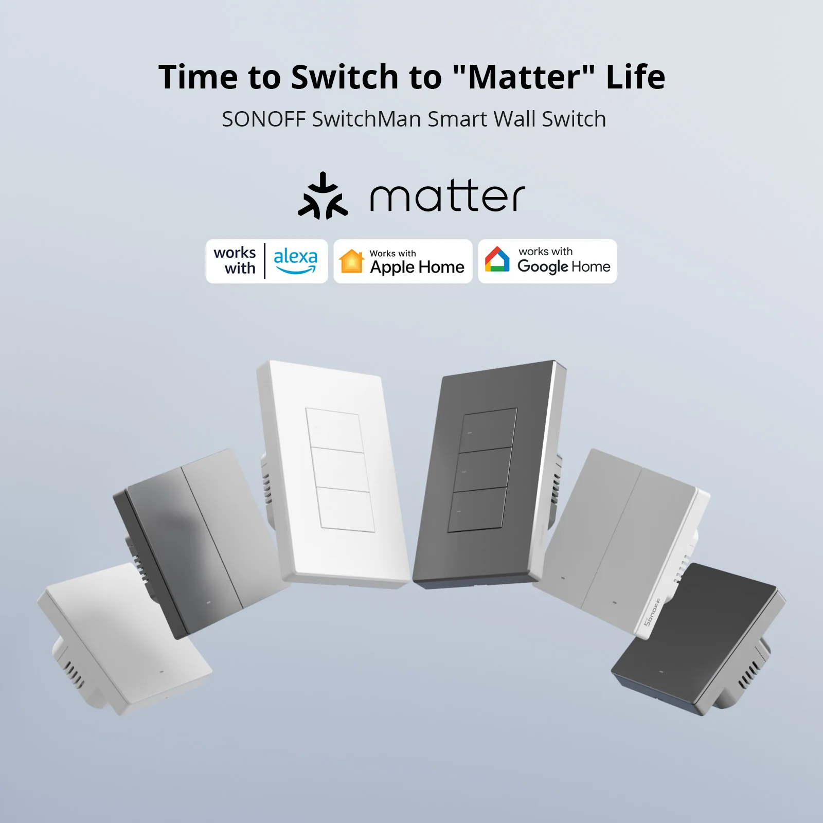 1/2/3Gang SONOFF M5-120 US Matter Smart WiFi Wall Switch Mechanical Local Button APP Voice Control via eWeLink Alexa Google Home