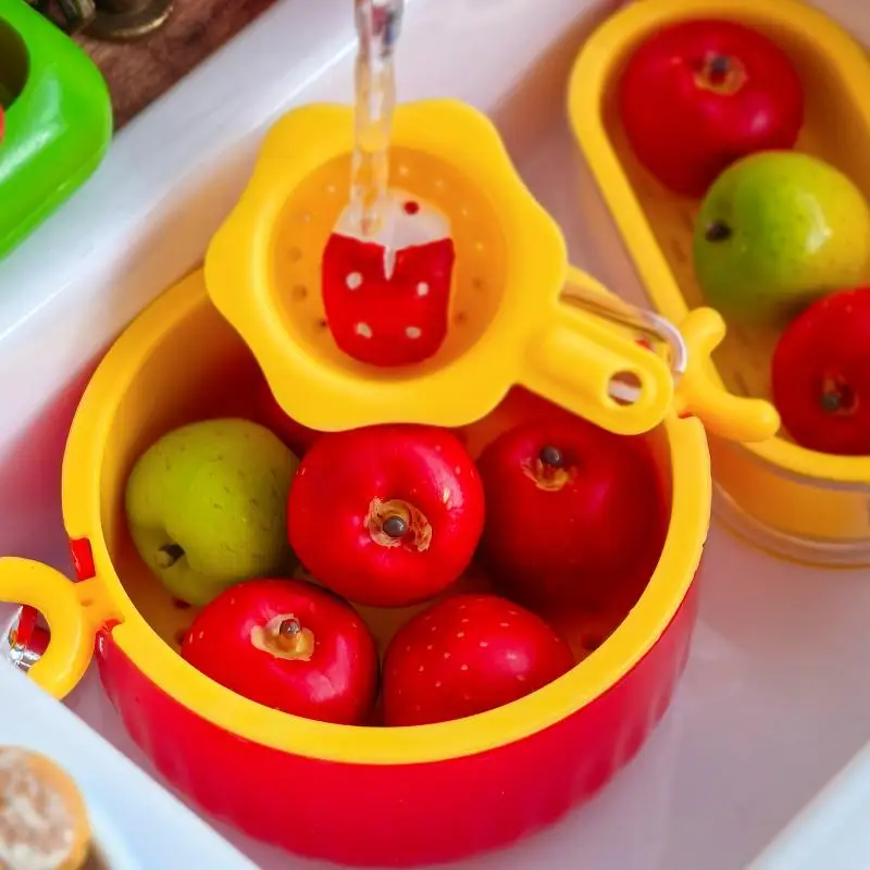 4Pcs/set Miniature Washing Vegetable Basin Model Dollhouse Flower Wash Fruit Basket For Doll Accessories