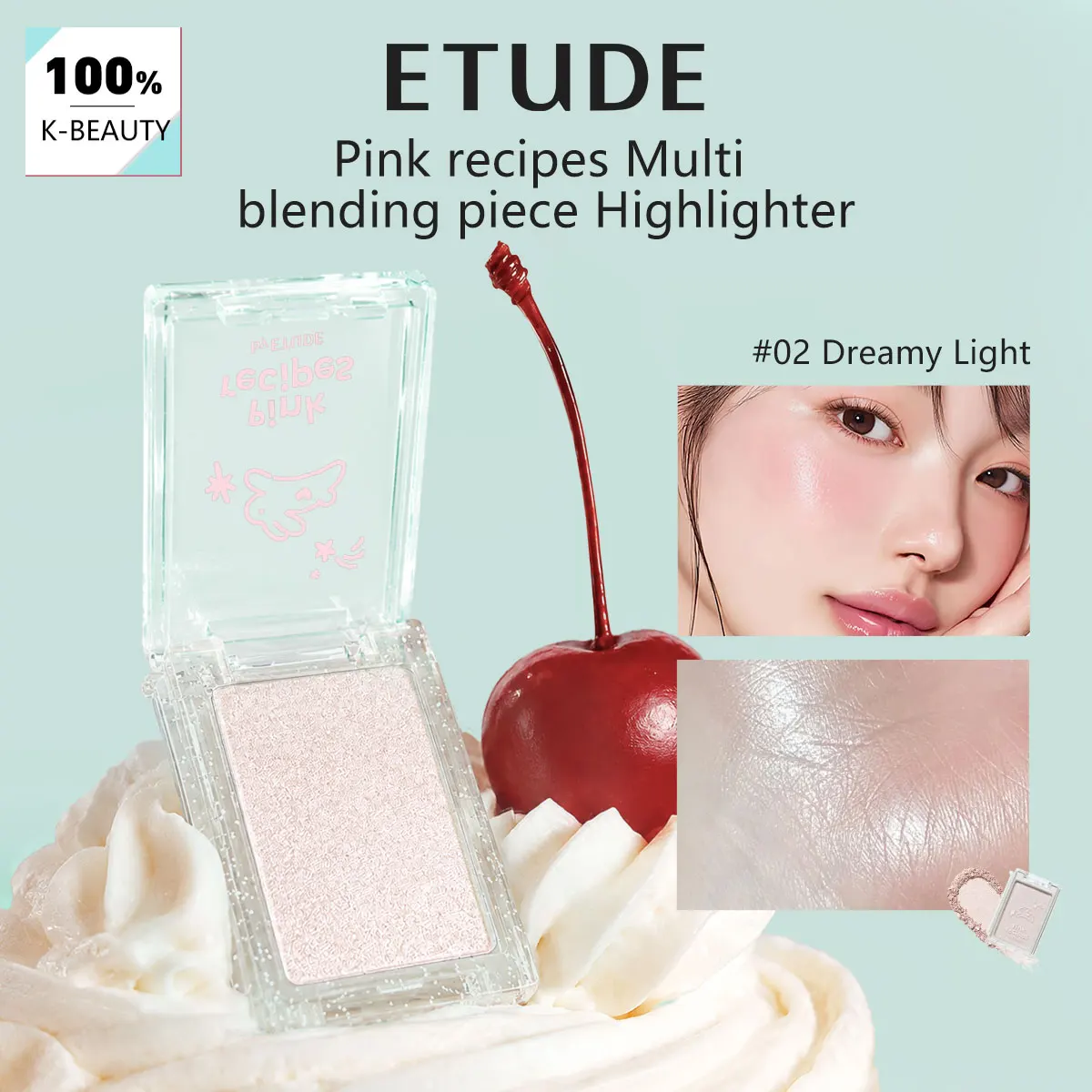 ETUDE Pink Recipes Multi Blending Piece Highlighter 02 Dreamy Light,Velvety Touch,Face Brightening,Korean Cosmetic,Korean Makeup