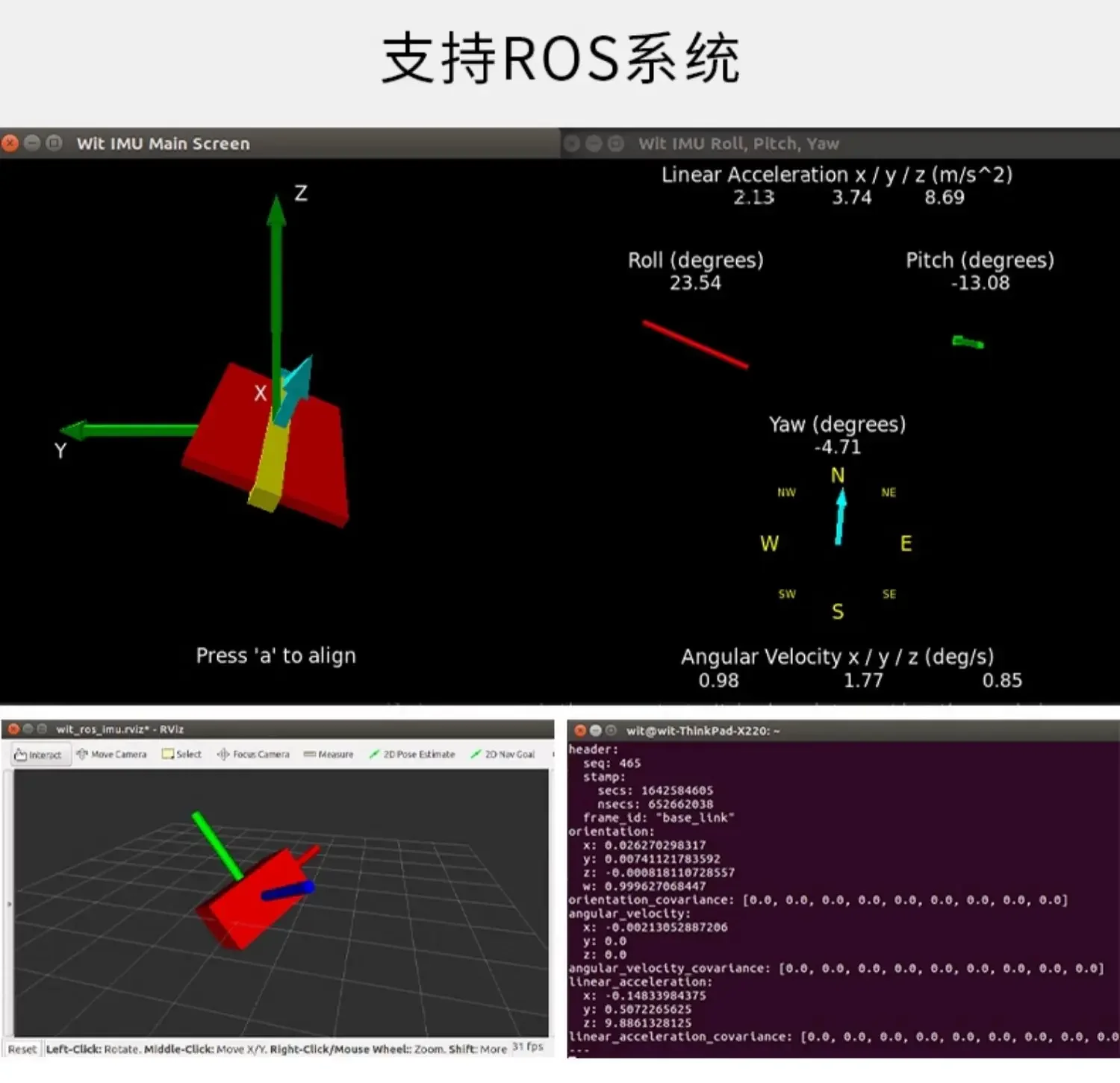 Modul Akselerometer giroskop 2KHz sembilan sumbu kompas elektronik sensor sudut kemiringan
