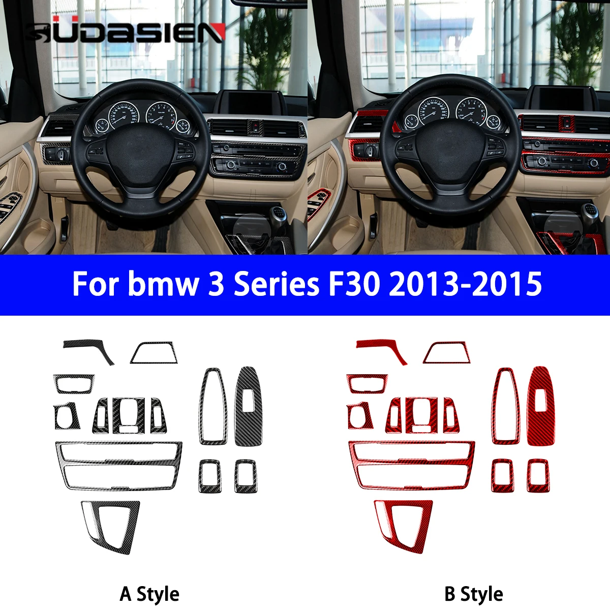 

Suitable for BMW 3 Series F30 2013-2015 Car Set Panel Decoration Sticker Carbon Fiber Modification.