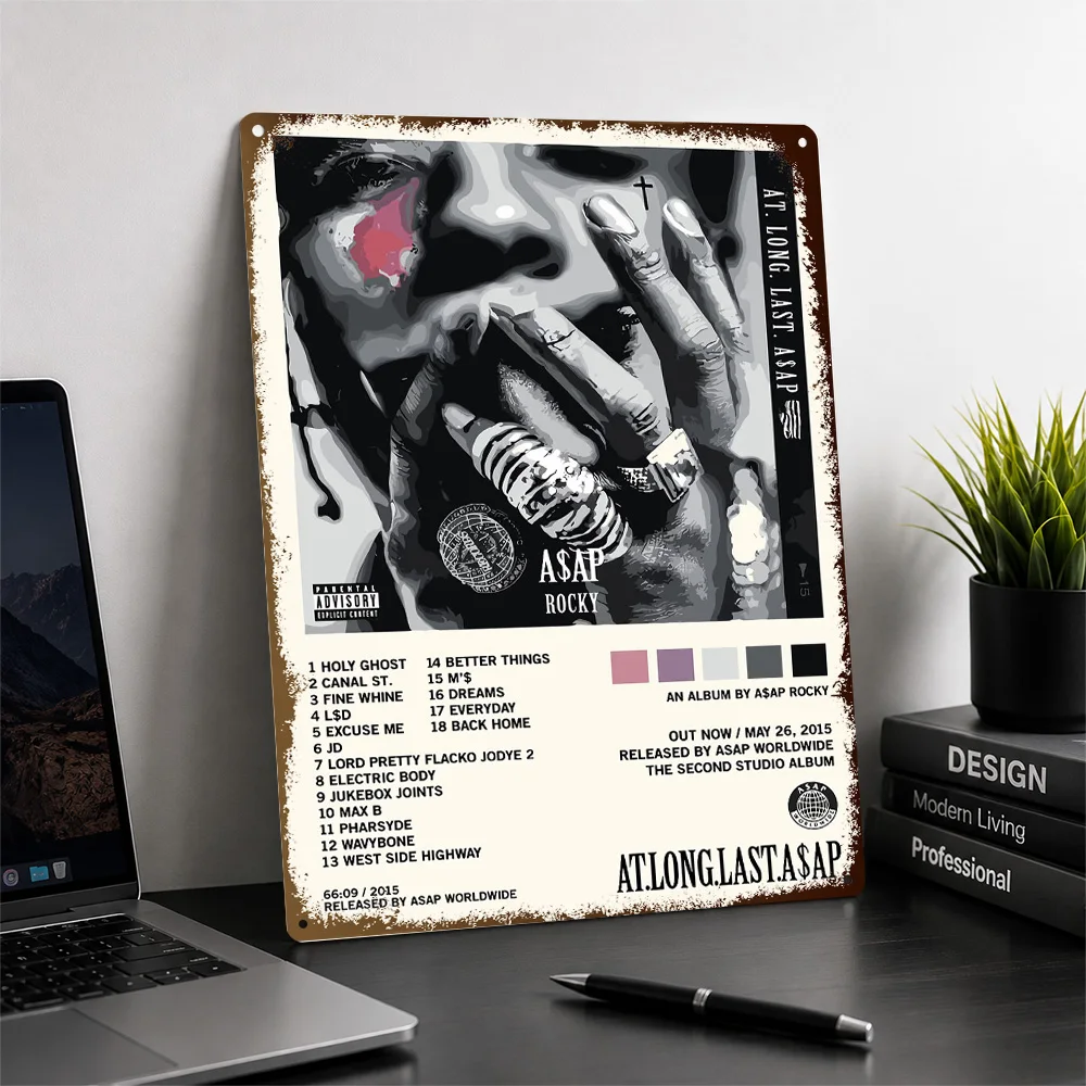 ASAP Rocky At Long Last Portrait Aluminum Poster Graphic Wall Art For Listening Room Customized Metal Sign Housewarming Gift