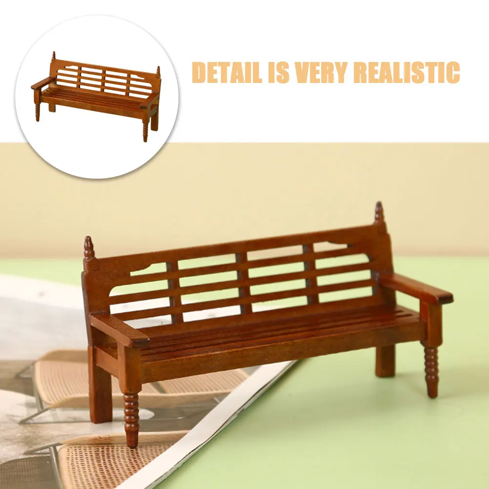 

Bench Park Ornaments Decorative Mini House Landscape Dollhouse Accessories Model Brown