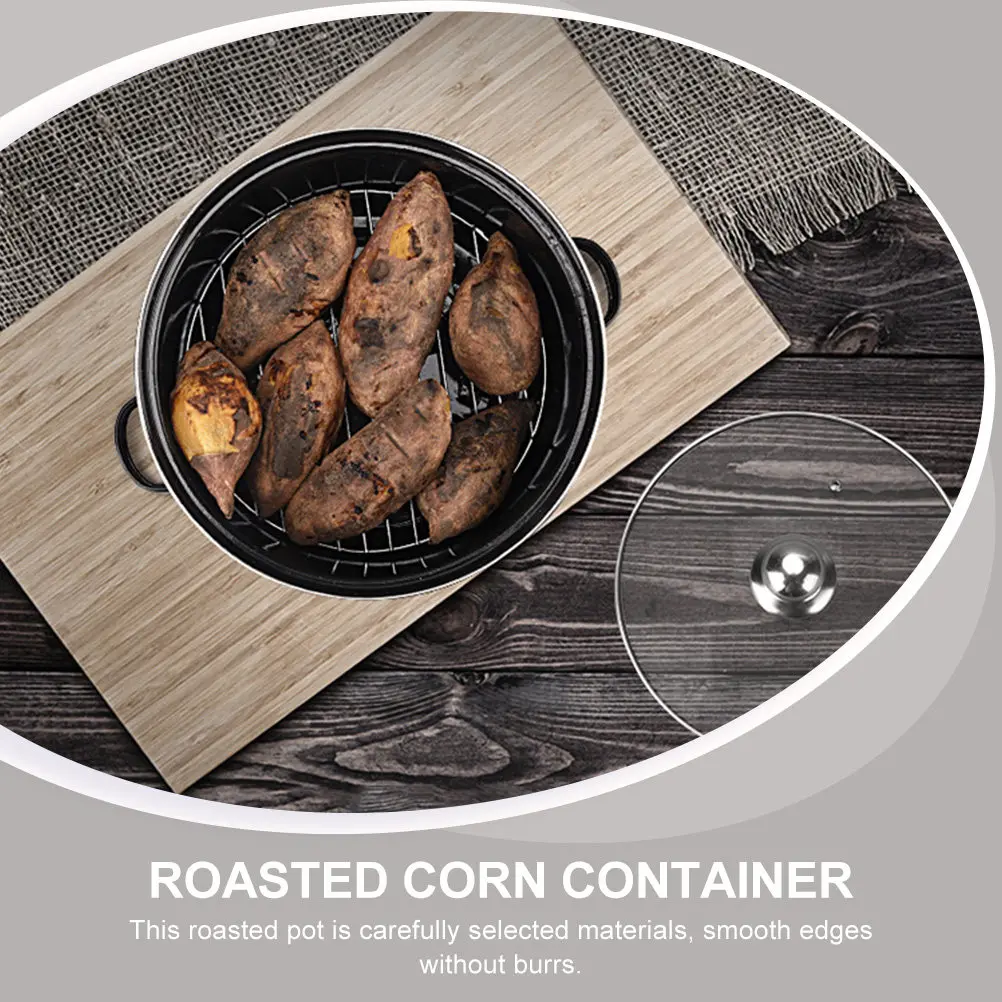 

1Set Roasted Sweet Potato Pot Food Grade Cast Iron No Coating Stable Heat Storage Roasted Chicken-Wings Pot Household Roasting