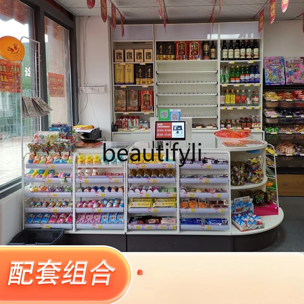 ss26 Supermarket convenience store checkout page small corner simple rock slab counter