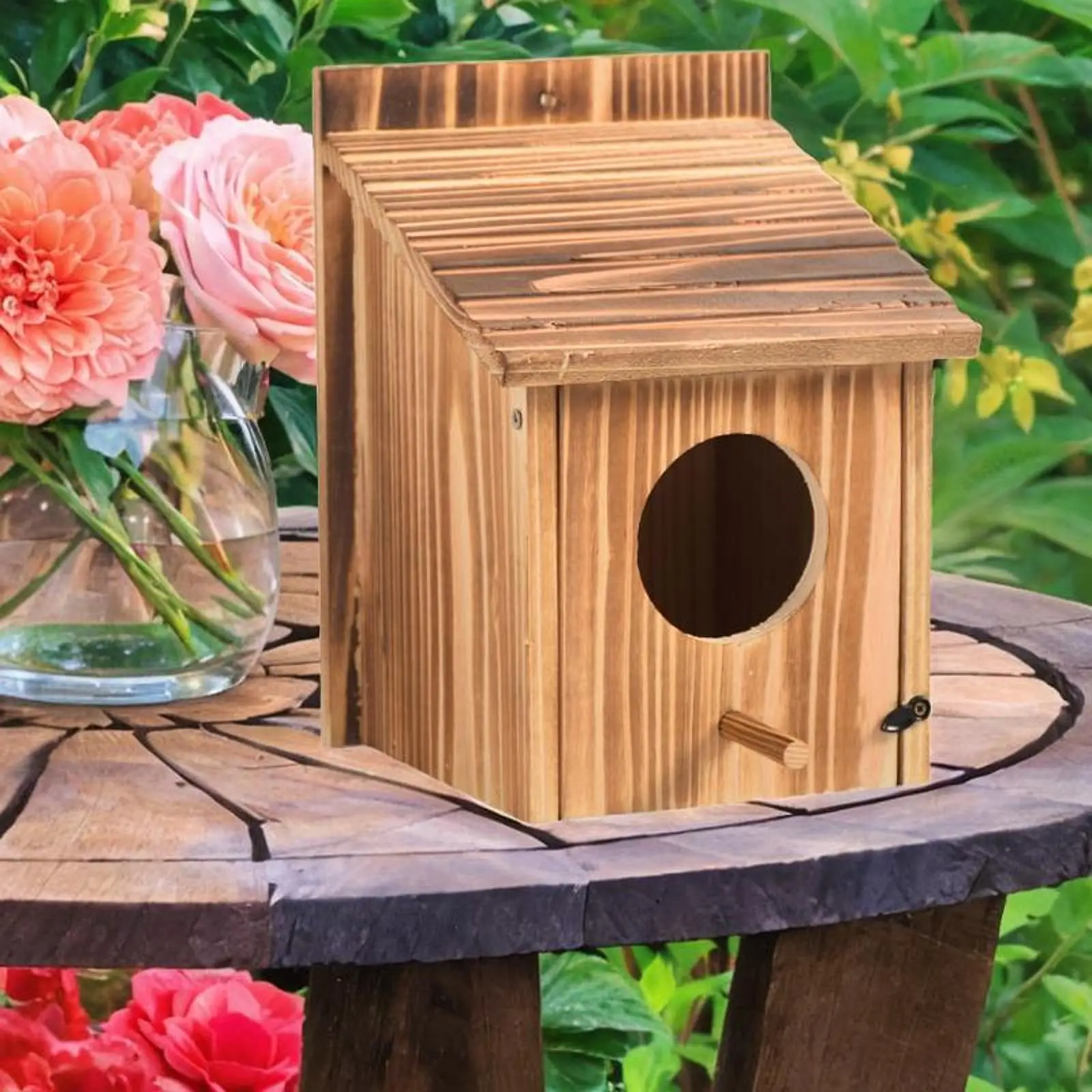 Outdoor Bird House Bird Feeder Sheltered Warm Place Wooden Bird Box Birds Nest for Bird Viewing Garden Small Birds Yard Balcony