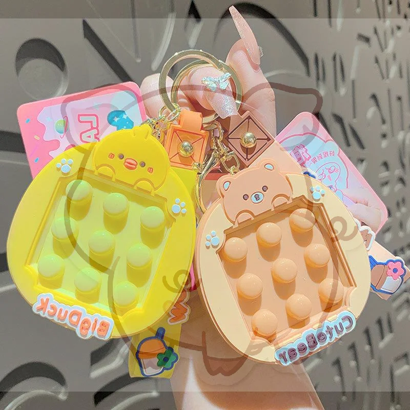 Animal Fidget Toy Keychain Cute Dino Bear Rabbit Duck Styles Stress Relief Portable Pendant for Adults Backpack Decoration