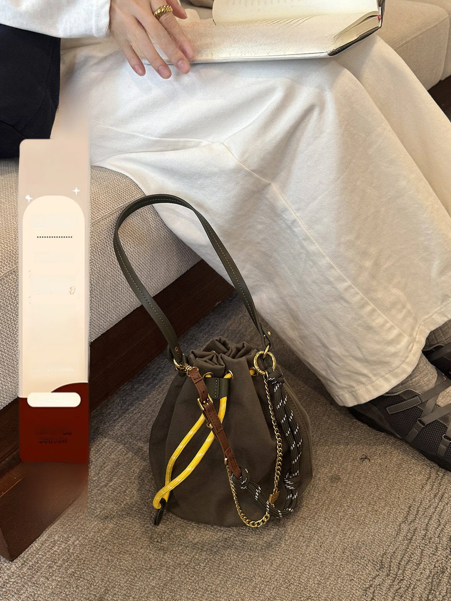 

Повседневная холщовая сумка-ведро со съемным ремешком-цепочкой, сумка через плечо для женщин, мягкая сумка-тоут от Gongziwen