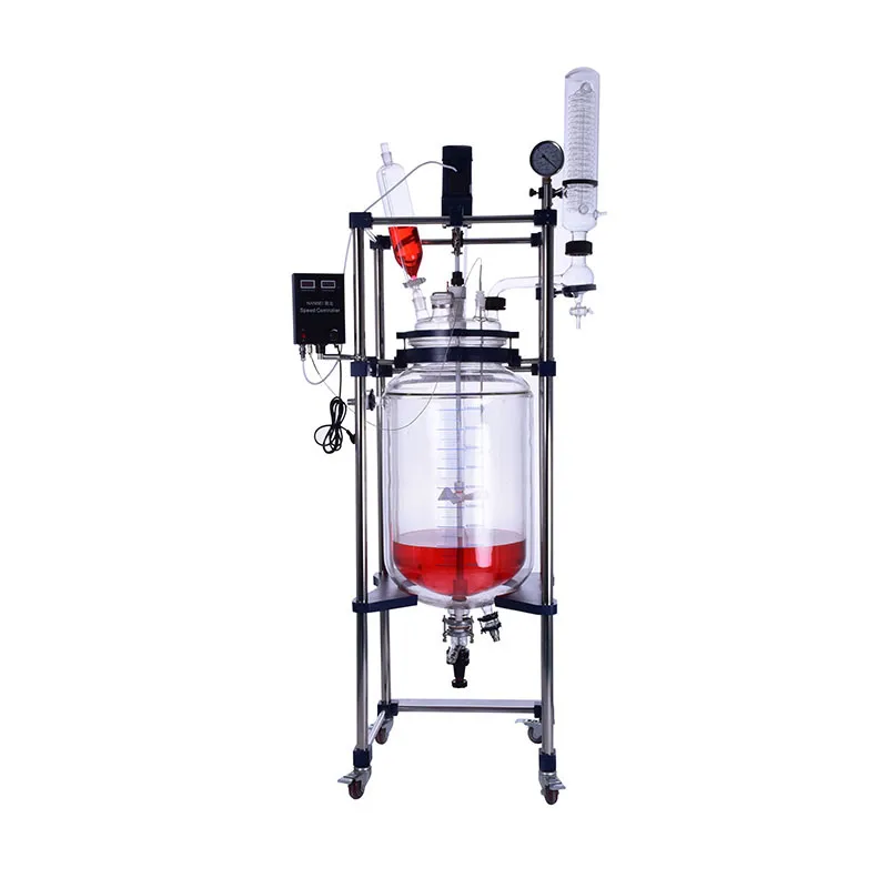 

China Factory 50L Laboratory Chemical Automatic Mixing Double Layer Jacketed Glass Reactor with CE