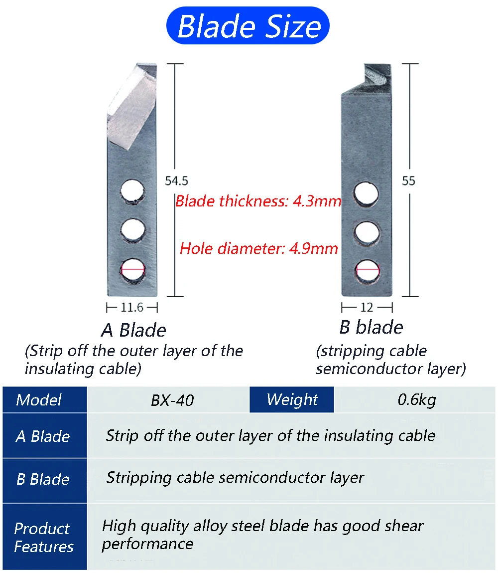 BX-40 Electrician Wire Stripper Plier 20-40mm High Voltage Cable End Semiconductor And Insulation Adjustable Stripping Pliers