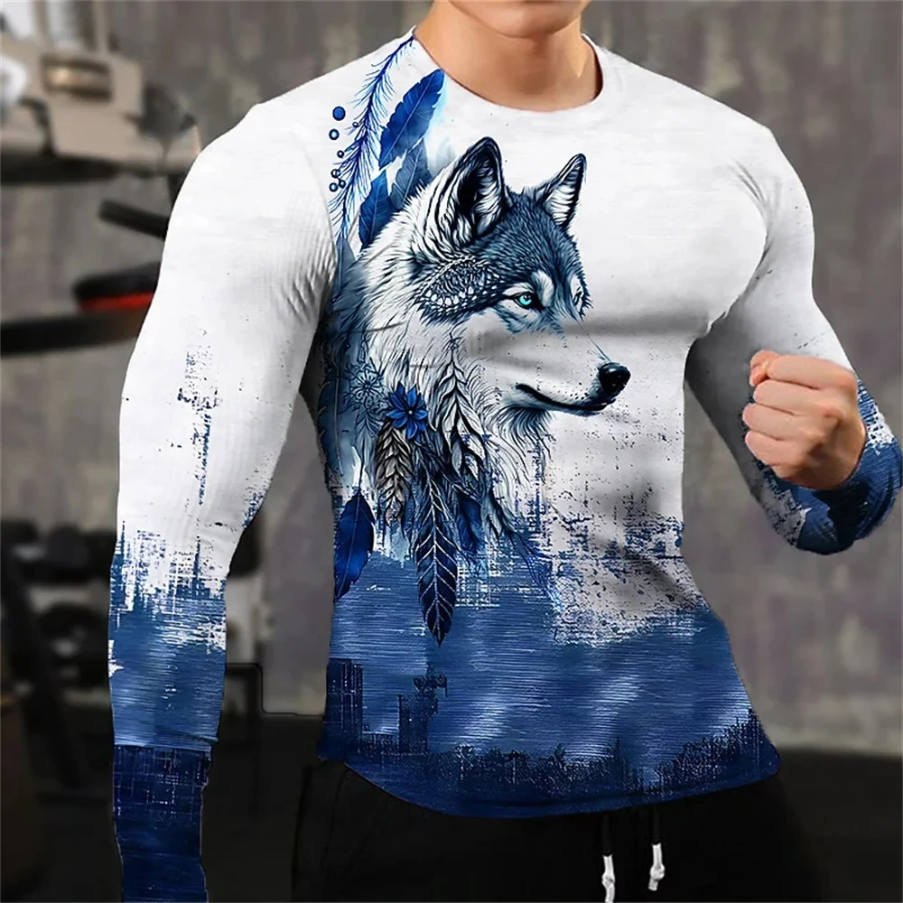 Summer Fashion Fun The Wolf Picture T Shirts For Men Casual 3D Print Tees Hip Hop Personality Round NecCk Short Sleeve Tops