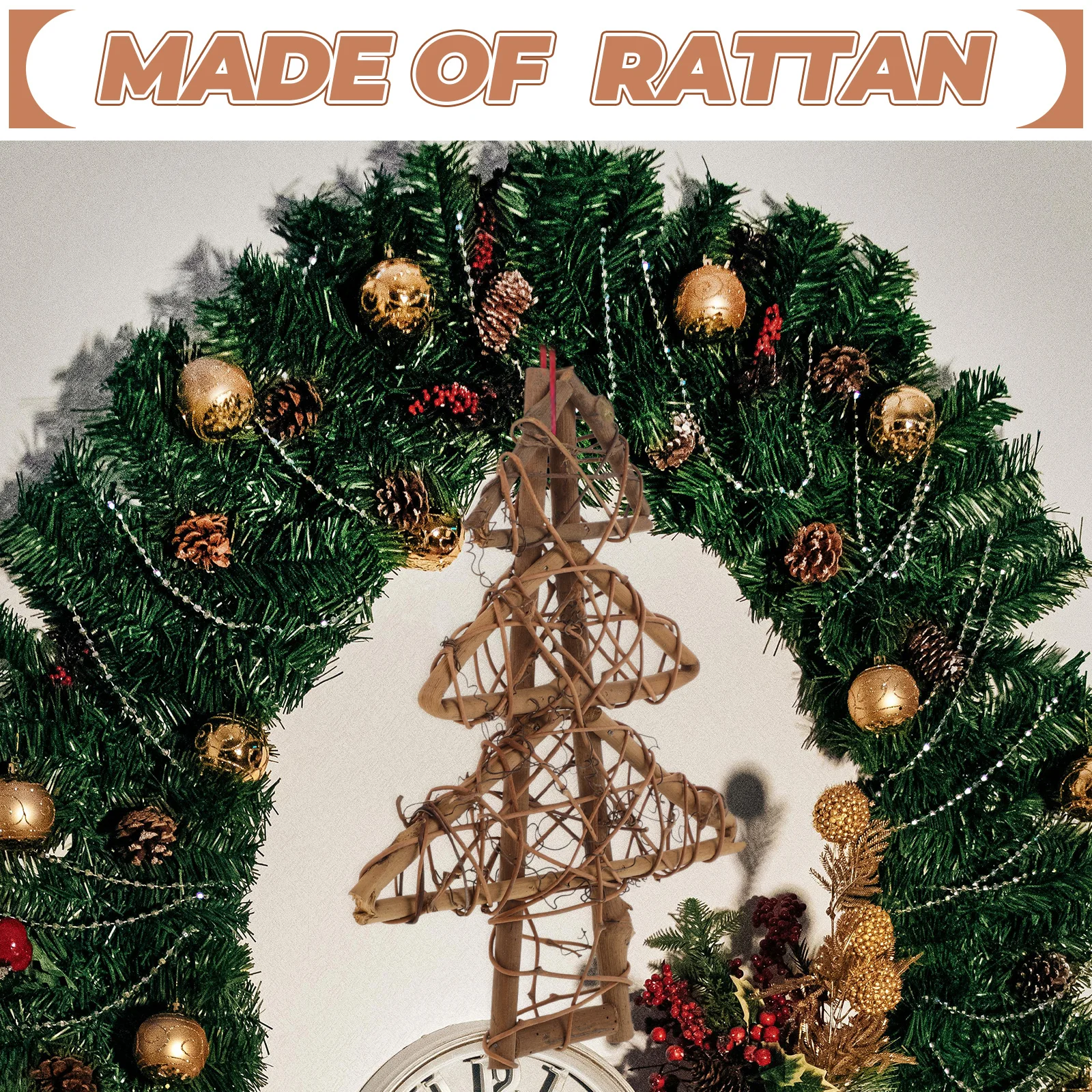 

Christmas Wreath 20CM Tree Decor Rattan Grapevine Crafts Diy Frame Holiday Garland Home Decor Christmas Tree Shape Wreath