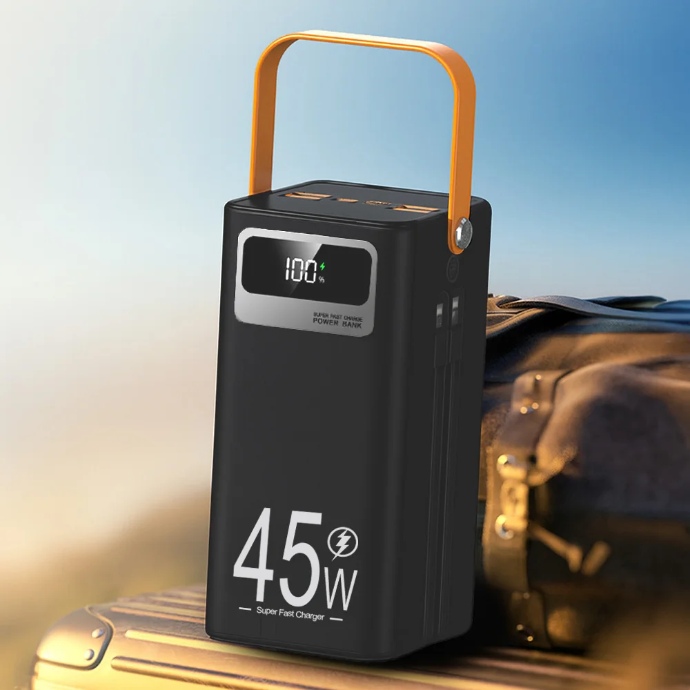 50000mAh Tragbare Powerbank für Camping 45W Superschnelles Laden mit Integrierten Kabeln und LED-Licht – Detail 4