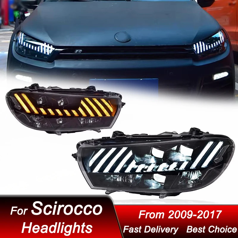 Car Headlights For VW Scirocco 09-17 RS style LED Auto Headlamp Assembly Upgrade High Configure Projector Lens Accessories Kit