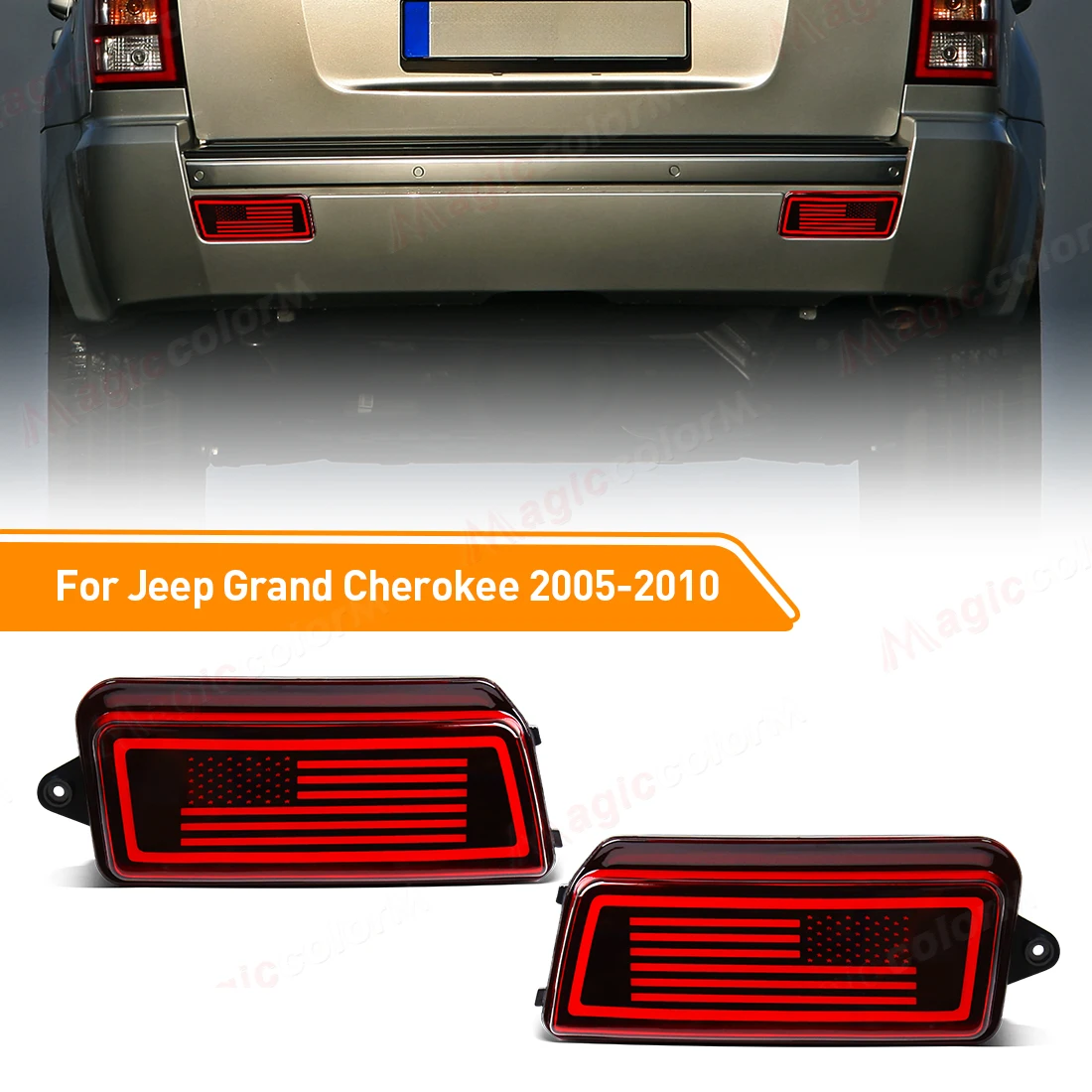 

Для 2005-2010 Jeep Grand Cherokee полный Рефлектор для бампера функционирует как задний, стоп-сигнал, задние противотуманные фары и сигнал поворота