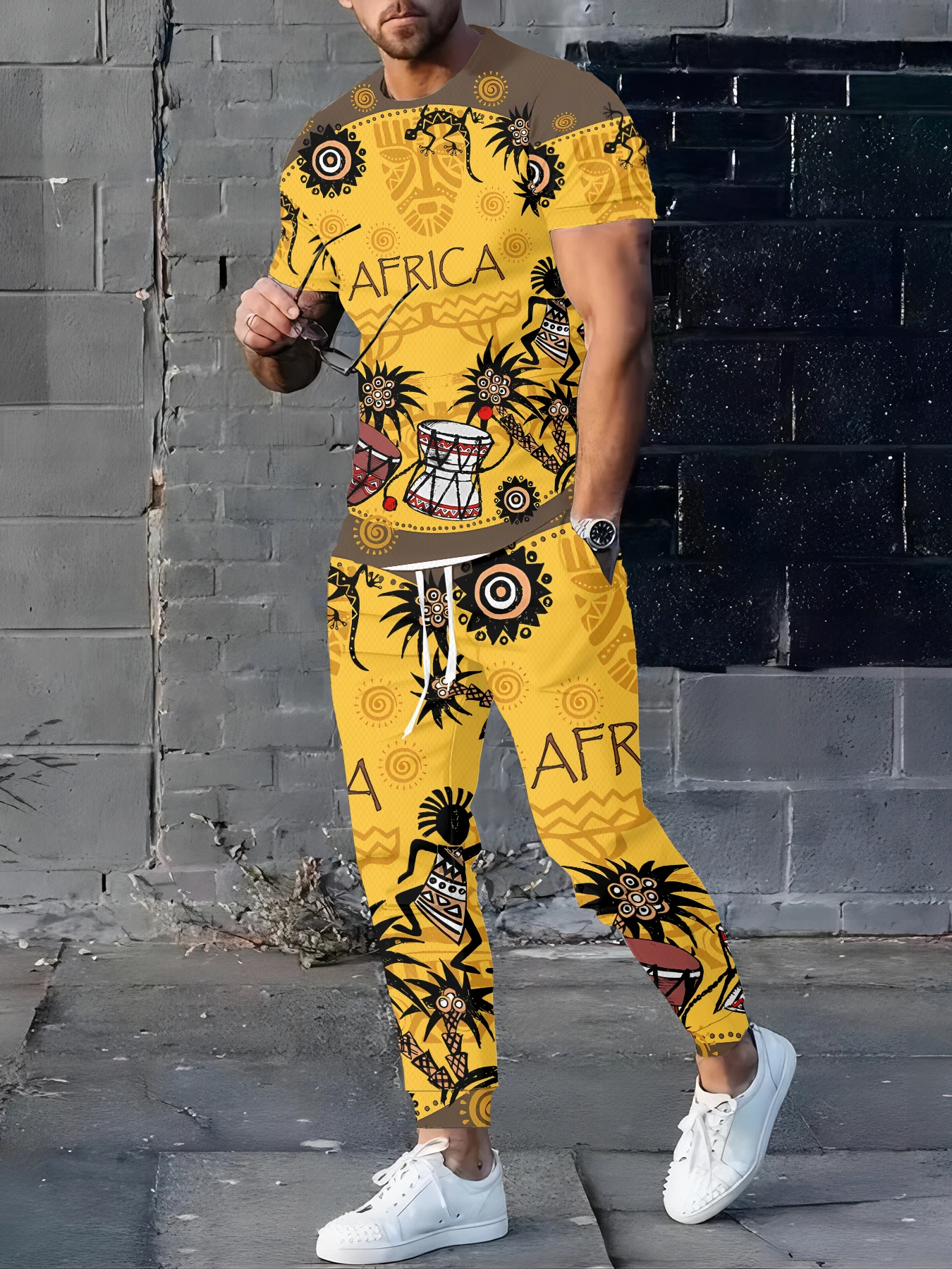 

2026 Summer Men's Suit with 3D Printed Pattern Breathable Lightweight Comfortable Fashionable and Outdoor Style Men's Clothing