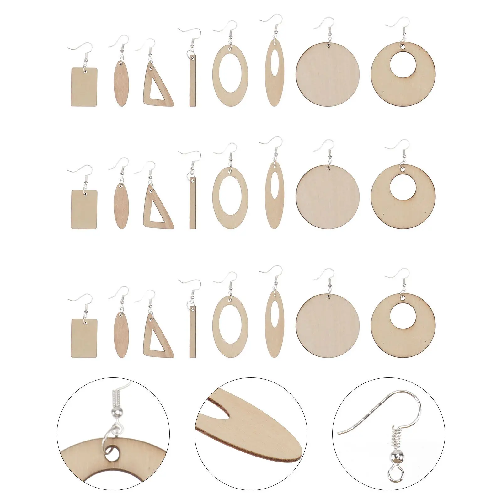 Juego de 80 piezas de pendientes de madera sin terminar, dijes colgantes de madera en blanco para manualidades DIY, colgantes para hacer joyas, ligeros y seguros