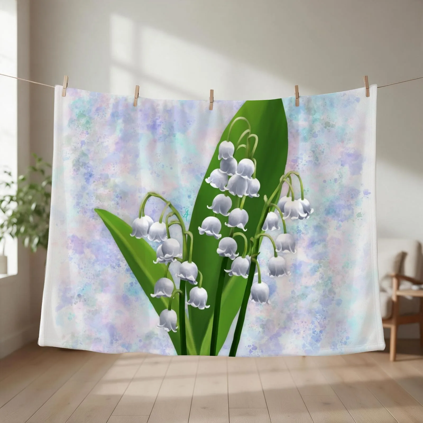 Lily of the Valley Throw Blanket couch cozy soft plush fuzzy picnic outdoor blanket