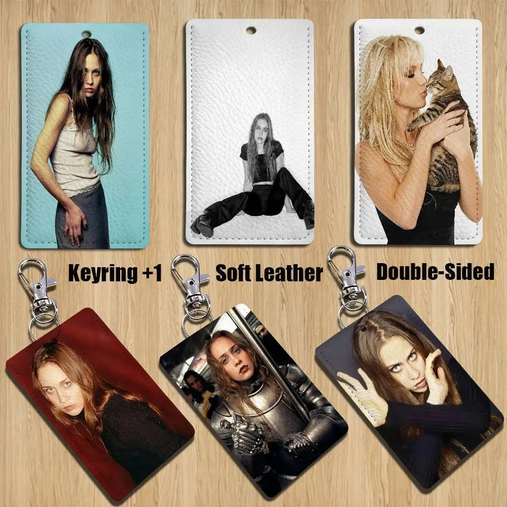 F-Fiona Apple-S I Lover 長方形IDカードケースキーホルダー アクセスカードバッグキータグリング レザーカードホルダーキーリング アクセス