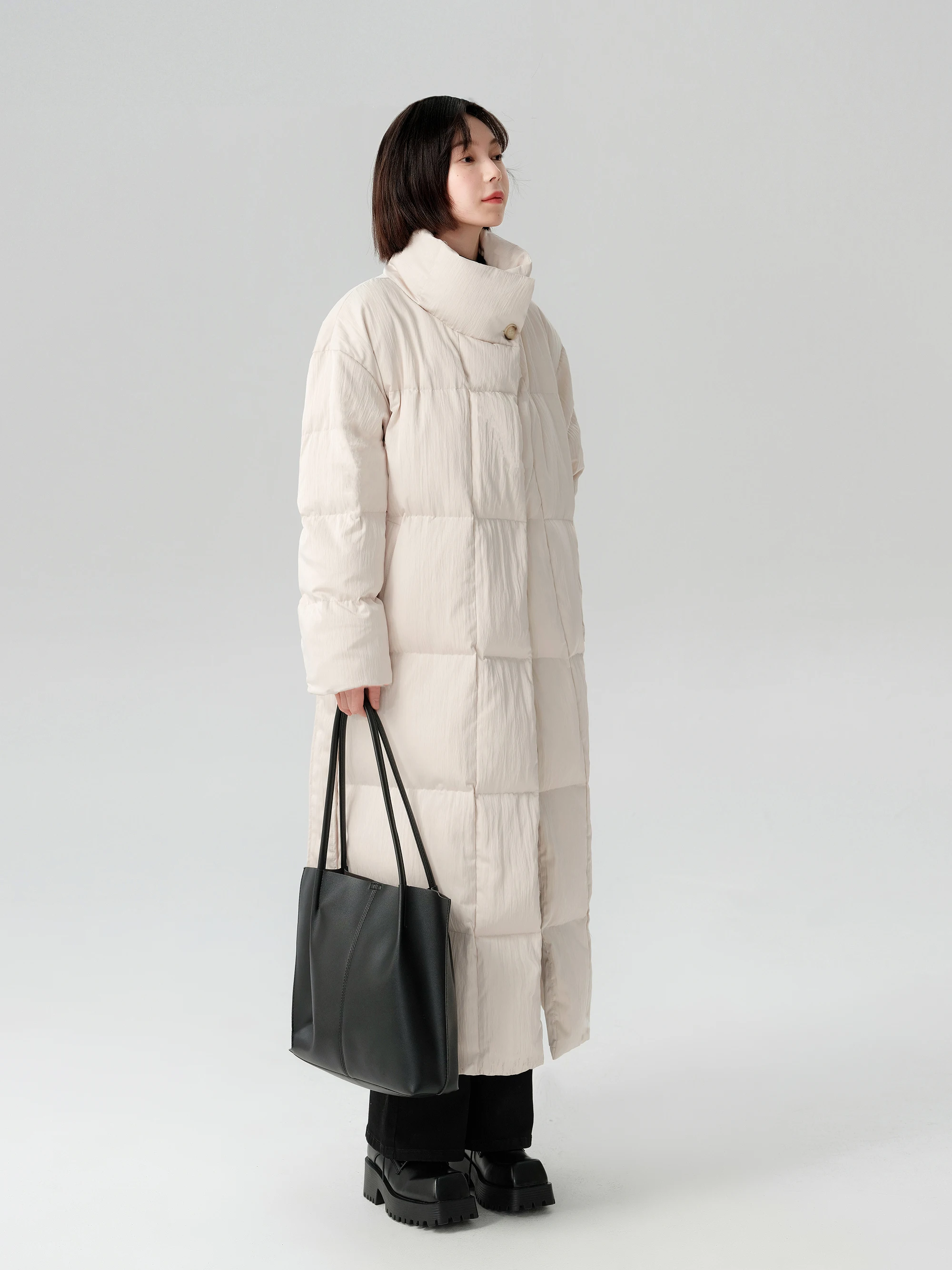 Manteau long en duvet de canard blanc pour femme, veste à lacets, col montant abricot, optique, chaud, haut de gamme, hiver, 90%